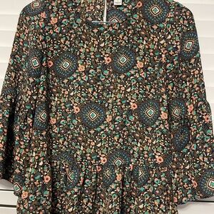 J.crew women’s XS blue green pink floral 3/4 sleeves cute top blouse shirt